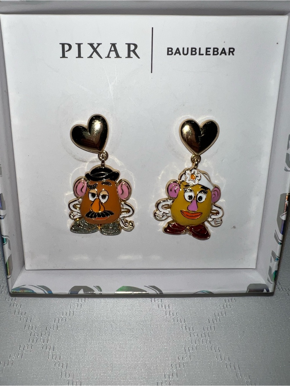 🔥Disney Pixar Baublebar Toy Story Mr. & Mrs. Potato Head Earrings Gold Tone NEW